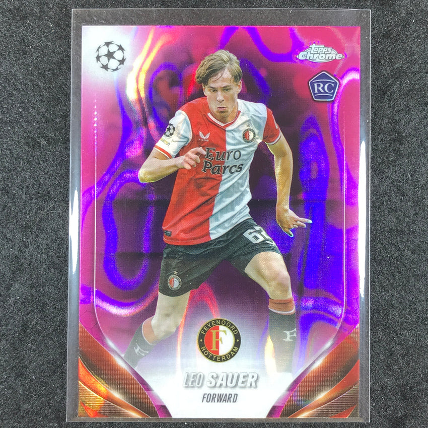 2023-24 Topps Chrome UEFA Club Comp LEO SAUER Rookie Base Pink Lava #129