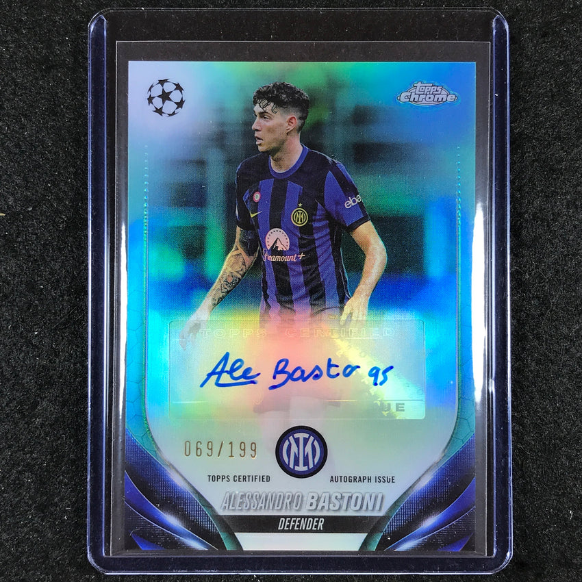 2023-24 Topps Chrome UEFA Club Comp ALESSANDRO BASTONI Chrome Auto Aqua 69/199