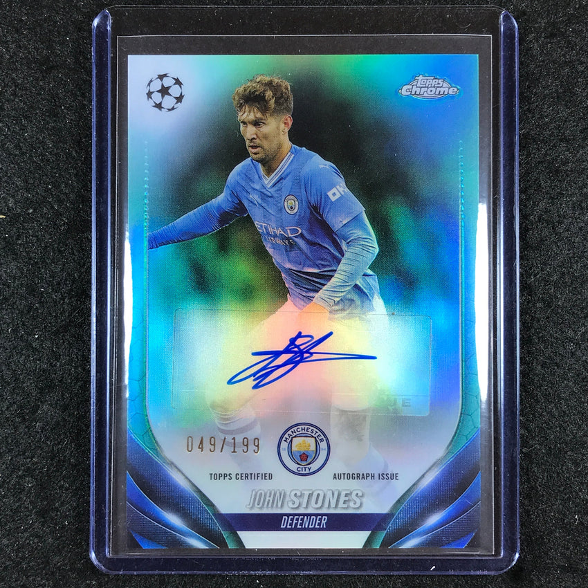 2023-24 Topps Chrome UEFA Club Comp JOHN STONES Chrome Auto Aqua 49/199