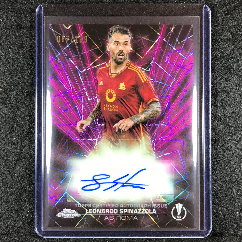 2023-24 Topps Chrome UEFA Club Comp LEONARDO SPINAZZOLA Black Lazer Auto 67/199