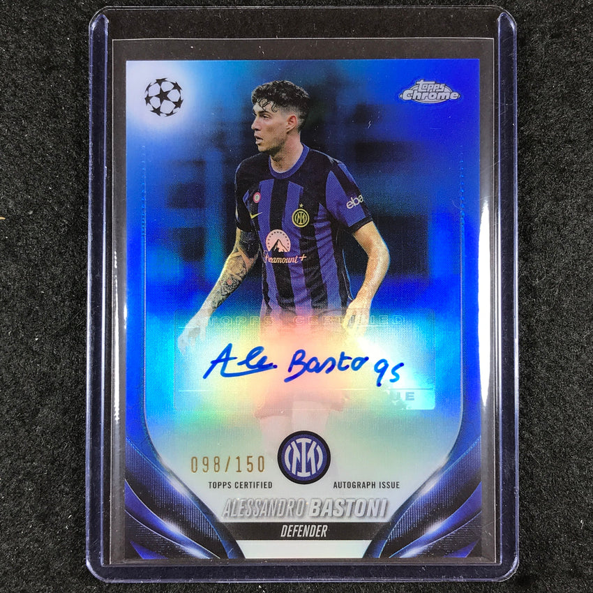 2023-24 Topps Chrome UEFA Club Comp ALESSANDRO BASTONI Chrome Auto Blue 98/150