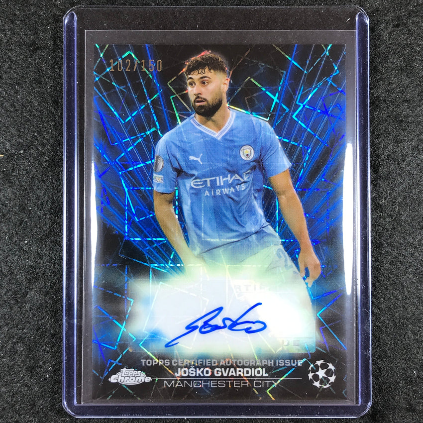2023-24 Topps Chrome UEFA Club Comp JOSKO GVARDIOL Black Lazer Auto Blue 102/150