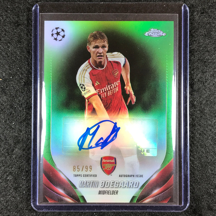 2023-24 Topps Chrome UEFA Club Comp MARTIN ODEGAARD Chrome Auto Neon Green 85/99