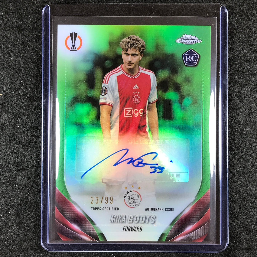 2023-24 Topps Chrome UEFA Club Comp MIKA GODTS Rookie Auto Neon Green 23/99