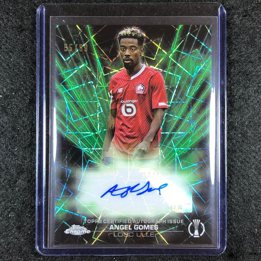 2023-24 Topps Chrome UEFA Club Comp ANGEL GOMES Black Lazer Auto Green 55/99