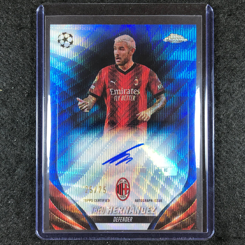2023-24 Topps Chrome UEFA Club Comp THEO HERNANDEZ Chrome Auto Blue Wave 25/75