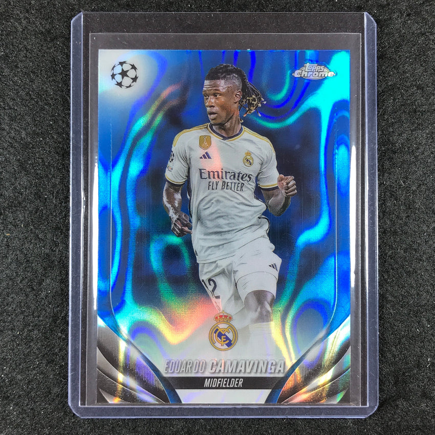 2023-24 Topps Chrome UEFA Club Comp EDUARDO CAMAVINGA Base Blue Lava #36