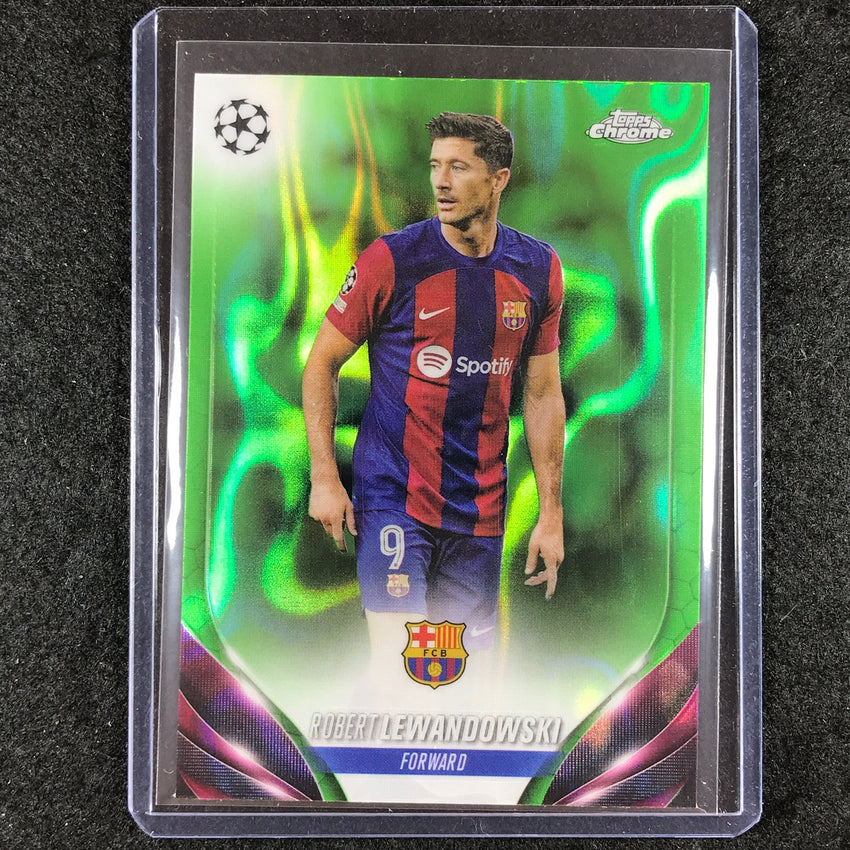 2023-24 Topps Chrome UEFA Club Comp ROBERT LEWANDOWSKI Base Neon Green Lava #11