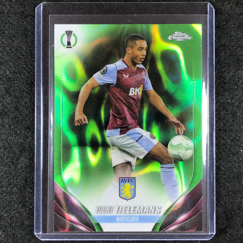 2023-24 Topps Chrome UEFA Club Comp YOURI TIELEMANS Base Neon Green Lava #108