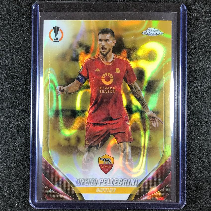 2023-24 Topps Chrome UEFA Club Comp LORENZO PELLEGRINI Base Gold Lava #86