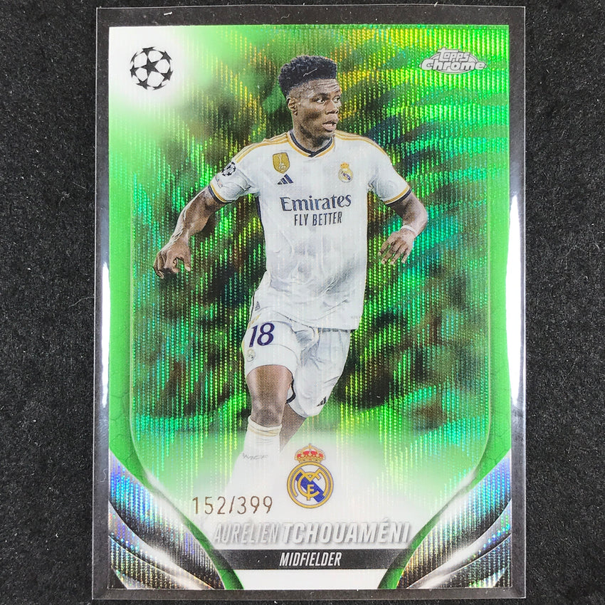 2023-24 Topps Chrome UEFA Club Comp AURELIEN TCHOUAMENI Neon Green Wave 152/399