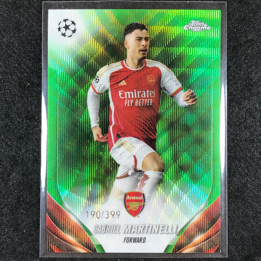 2023-24 Topps Chrome UEFA Club Comp GABRIEL MARTINELLI Neon Green Wave 190/399