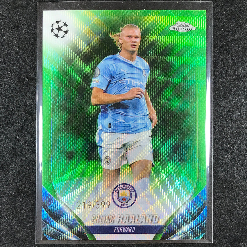 2023-24 Topps Chrome UEFA Club Comp ERLING HAALAND Base Neon Green Wave 219/399