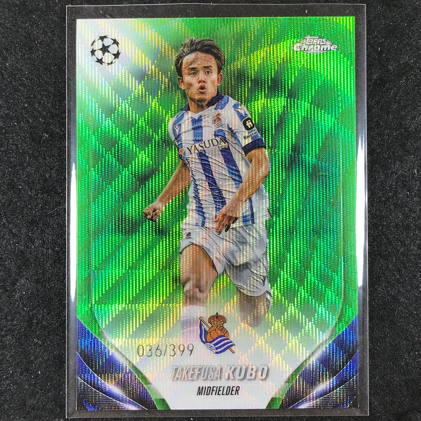 2023-24 Topps Chrome UEFA Club Comp TAKEFUSA KUBO Base Neon Green Wave 36/399