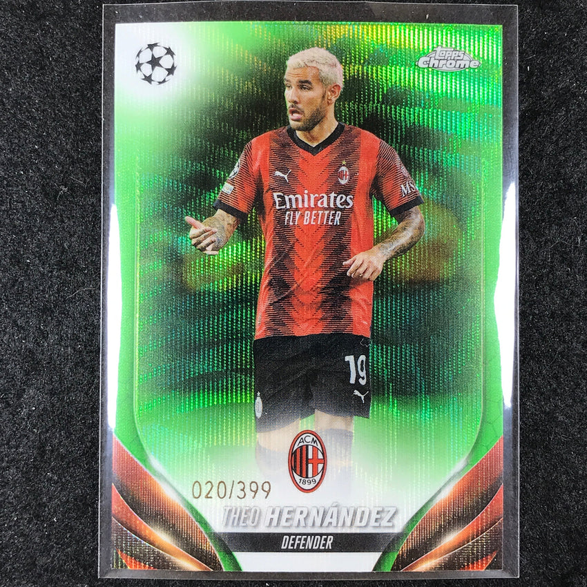 2023-24 Topps Chrome UEFA Club Comp THEO HERNANDEZ Base Neon Green Wave 20/399