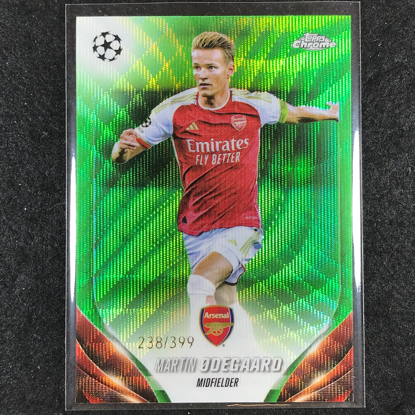 2023-24 Topps Chrome UEFA Club Comp MARTIN ODEGAARD Base Neon Green Wave 238/399