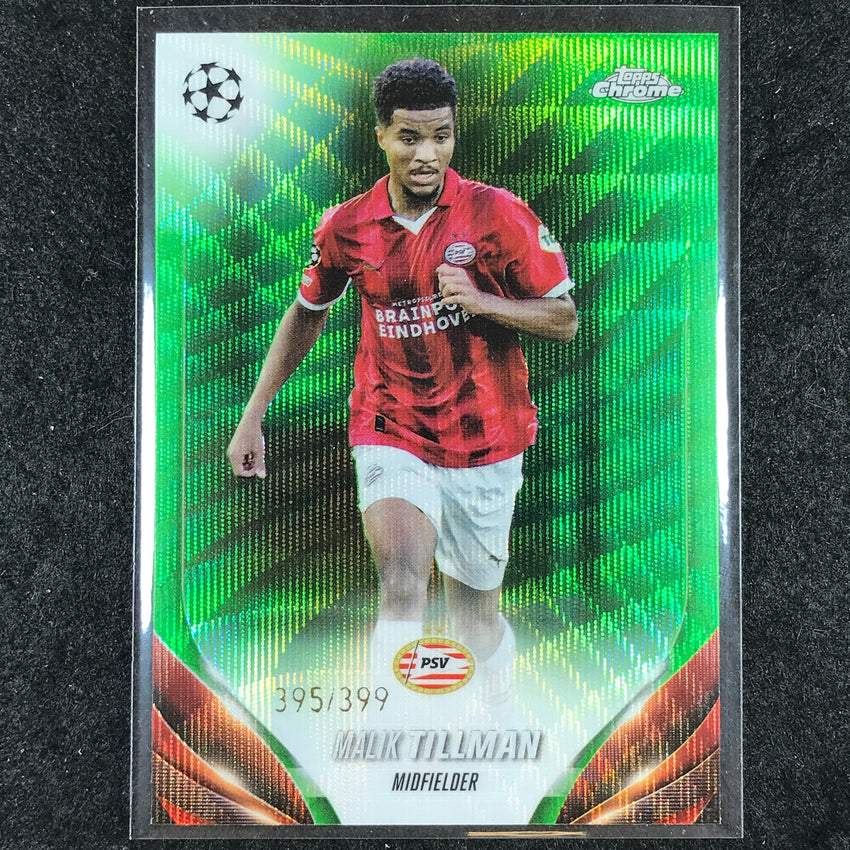 2023-24 Topps Chrome UEFA Club Comp MALIK TILLMAN Base Neon Green Wave 395/399