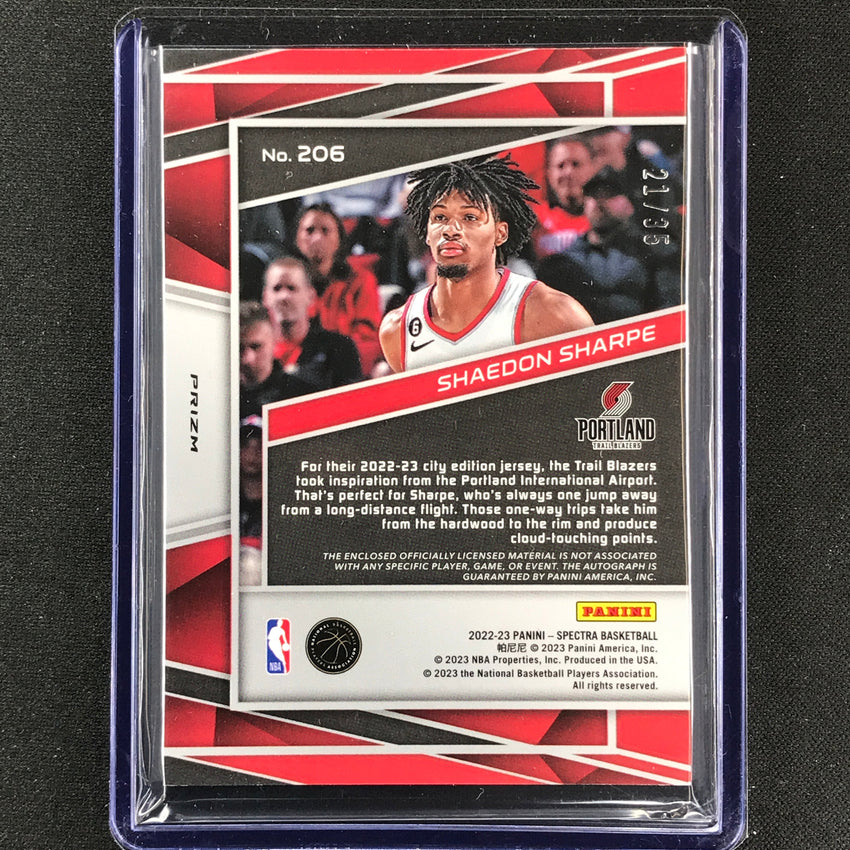 2022-23 Spectra Shaedon Sharpe Rookie Jersey Patch Auto Astral 21/35