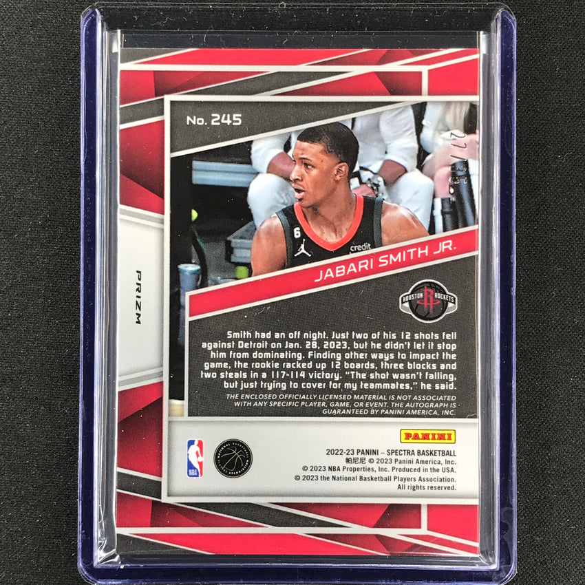 2022-23 Spectra Jabari Smith Jr. Rookie Jersey Patch Auto Astral 27/35