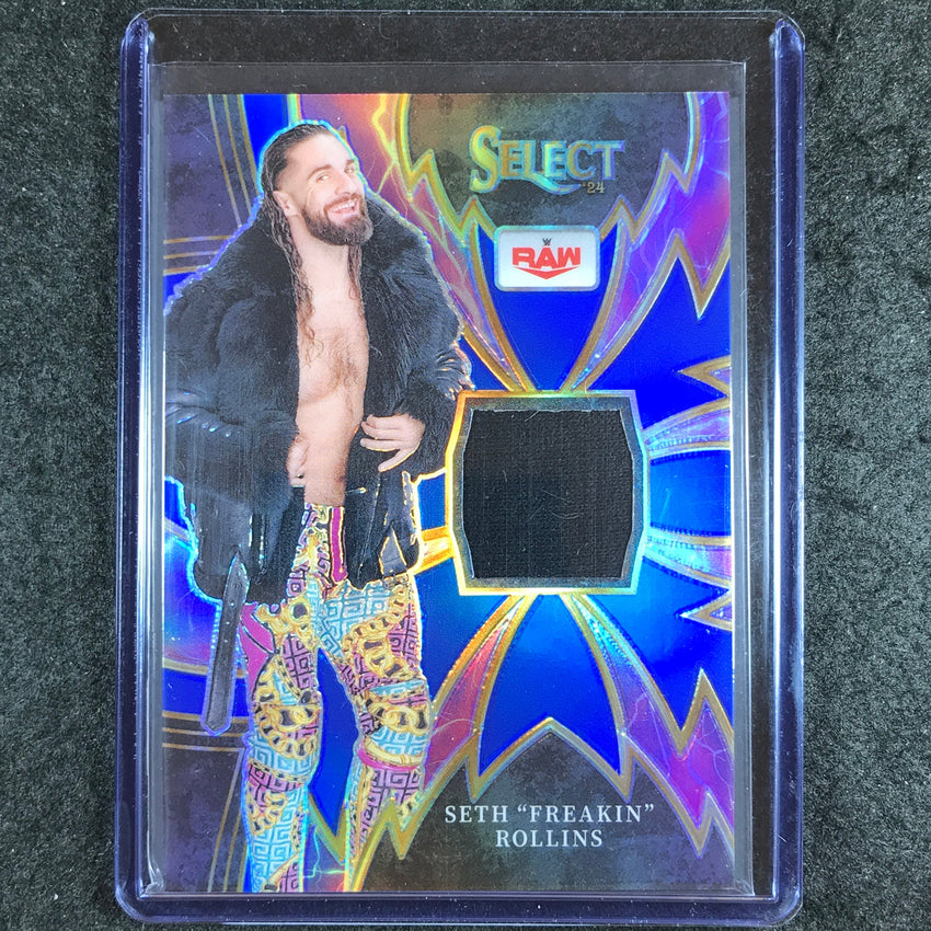 2024 Select WWE SETH "FREAKIN" ROLLINS Sparks Jersey Relic Blue 28/49