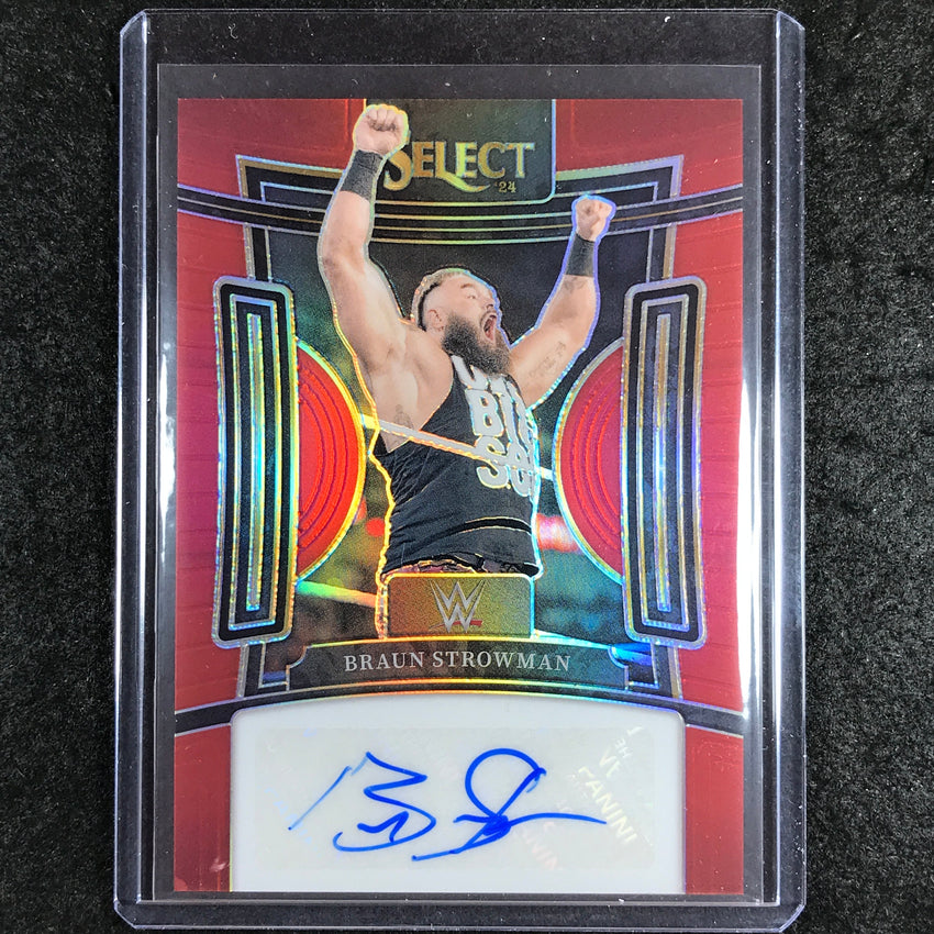 2024 Select WWE BRAUN STROWMAN Signatures Auto Red 17/99