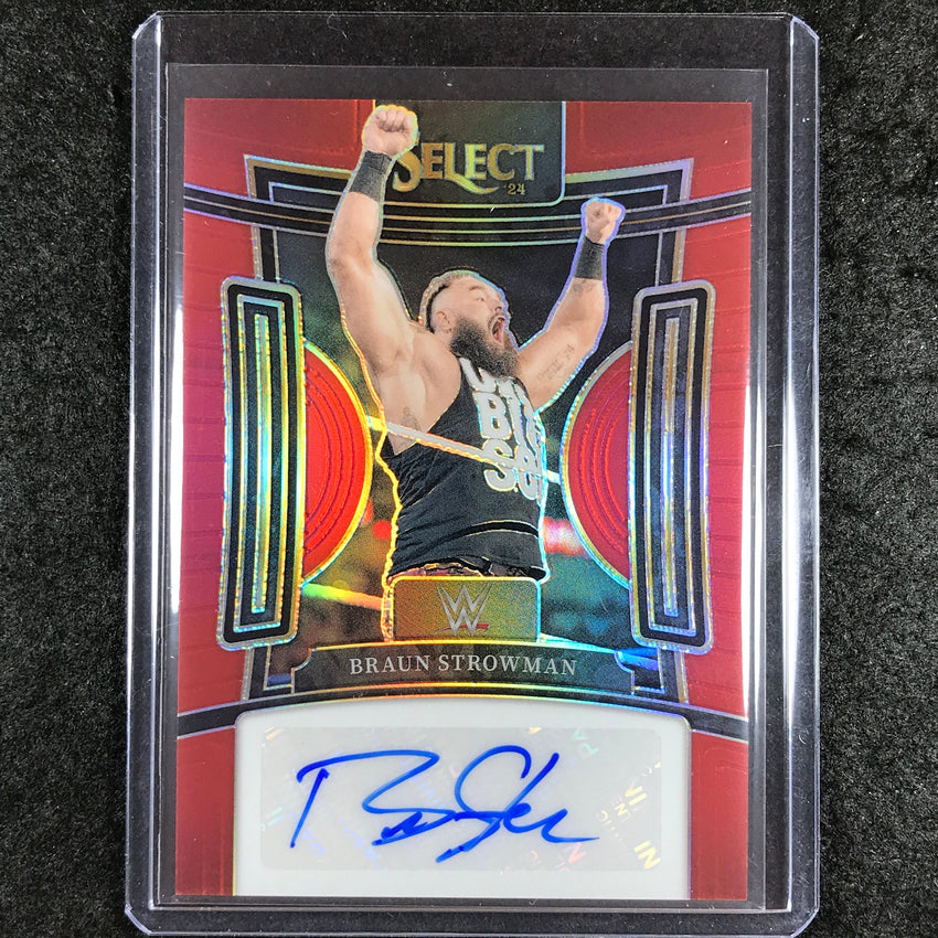 2024 Select WWE BRAUN STROWMAN Signatures Auto Red 52/99