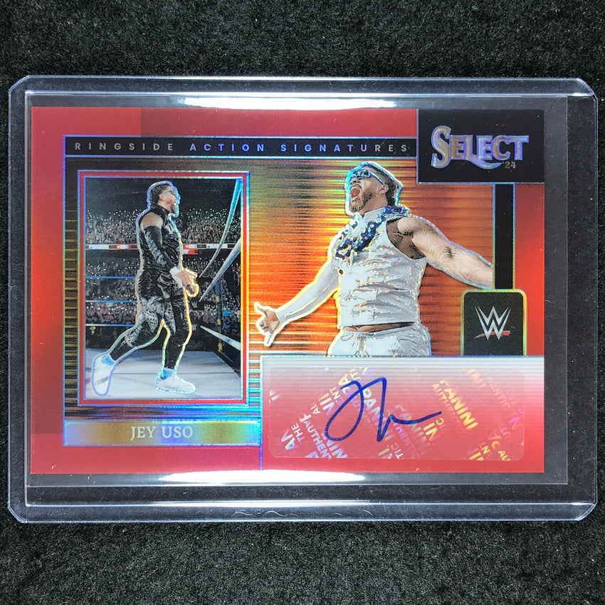 2024 Select WWE JEY USO Ringside Action Signatures Auto Red 77/99