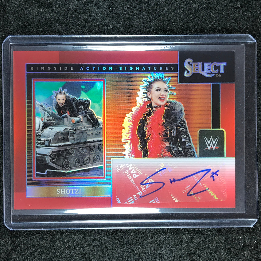 2024 Select WWE SHOTZI Ringside Action Signatures Auto Red 65/99