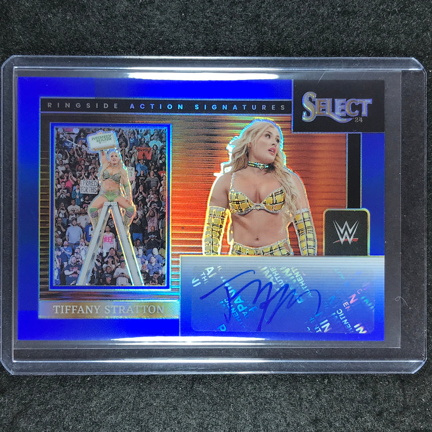 2024 Select WWE TIFFANY STRATTON Ringside Action Signatures Auto Blue 18/49