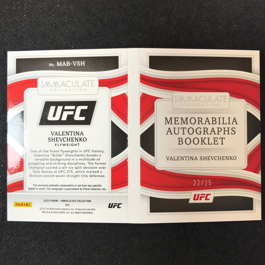 2023 Immaculate Valentina Shevchenko Memorabilia Auto Booklet 22/25