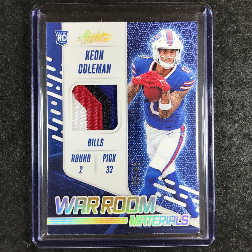 2024 Absolute Football KEON COLEMAN War Room Materials Rookie Patch Gold 94/99