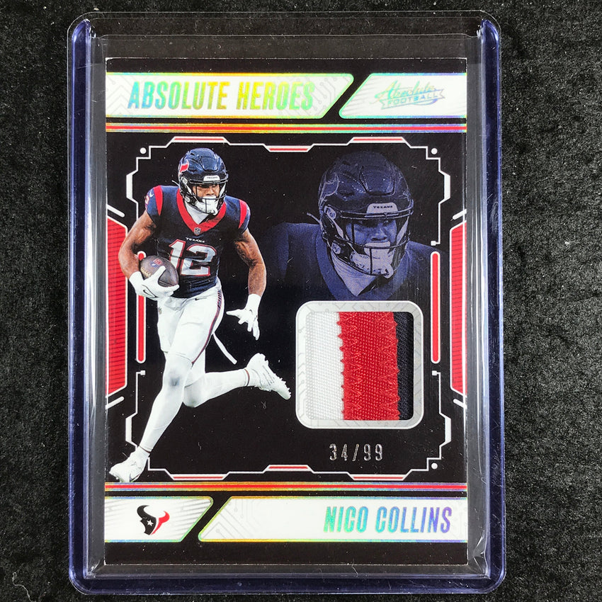 2024 Absolute Football NICO COLLINS Absolute Heroes Patch Relic Gold 34/99