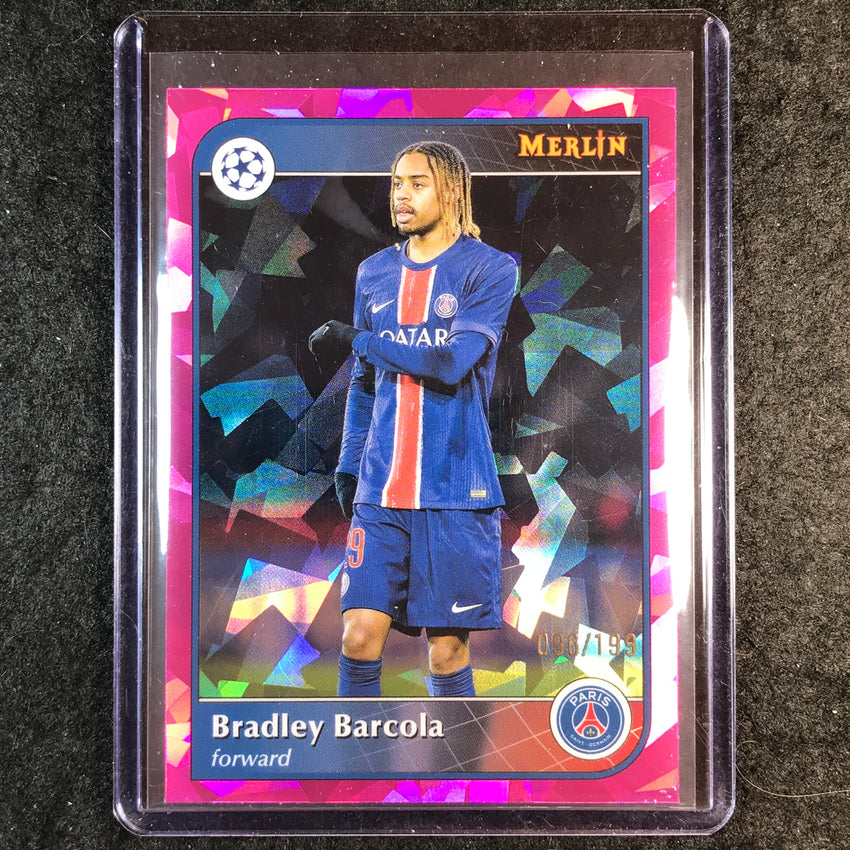 2024-25 Merlin UEFA Club Comp BRADLEY BARCOLA Pink Atomic /199 #29