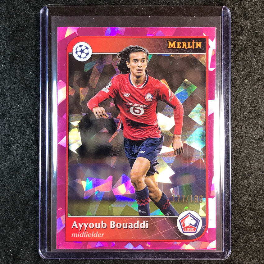 2024-25 Merlin UEFA Club Comp AYYOUB BOUADDI Pink Atomic /199 #44