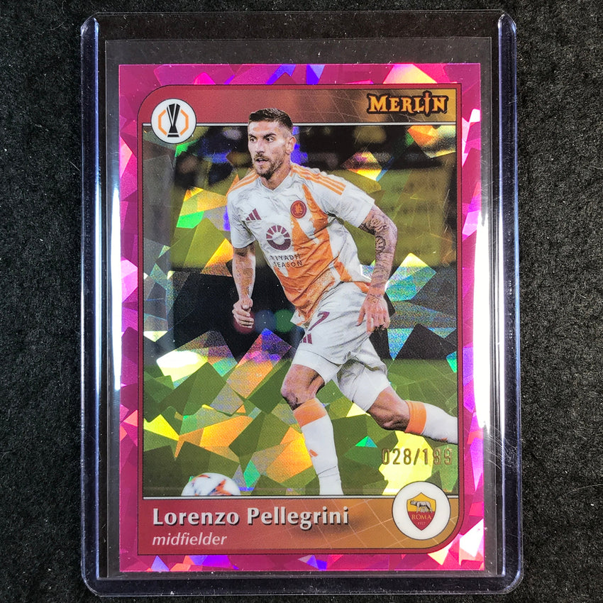 2024-25 Merlin UEFA Club Comp LORENZO PELLEGRINI Pink Atomic /199 #52