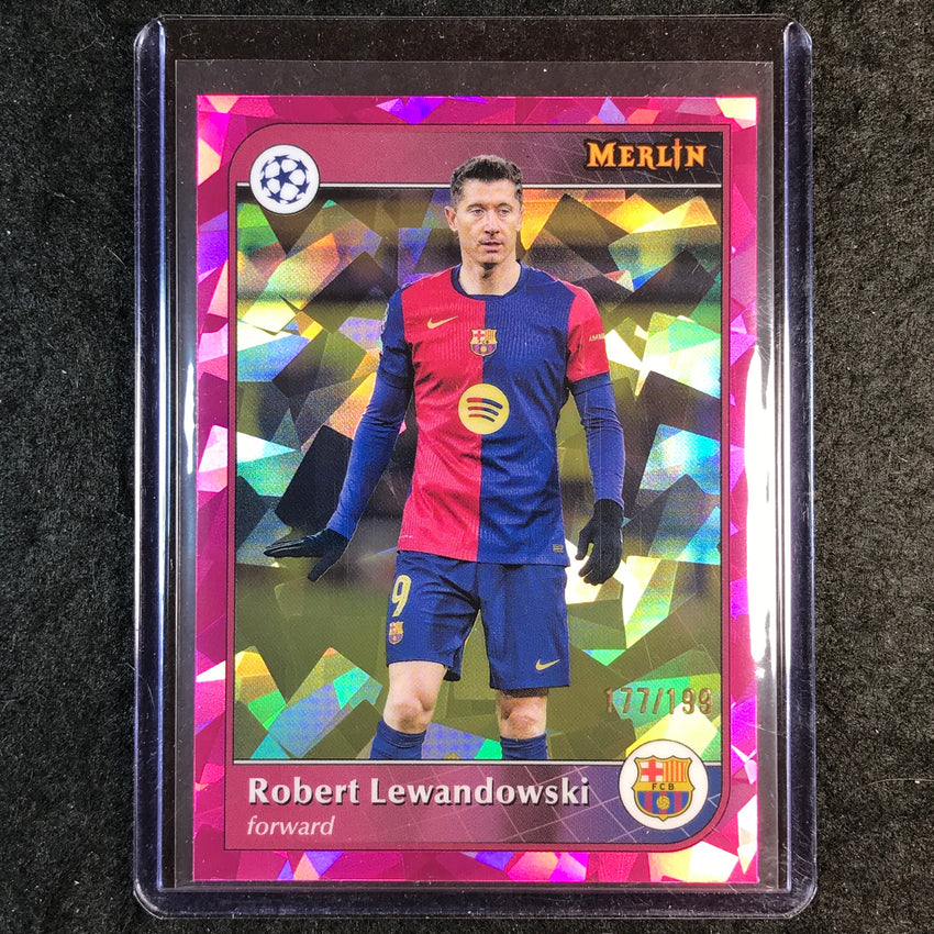2024-25 Merlin UEFA Club Comp ROBERT LEWANDOWSKI Pink Atomic /199 #96