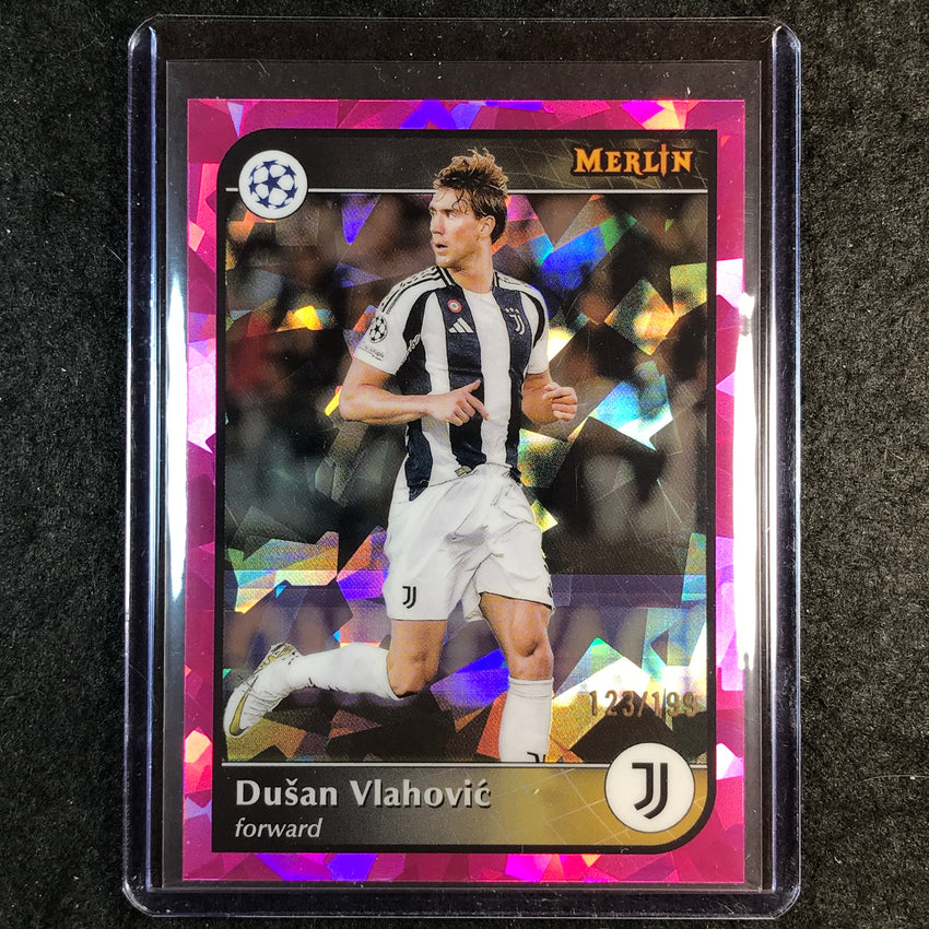 2024-25 Merlin UEFA Club Comp DUSAN VLAHOVIC Pink Atomic /199 #128