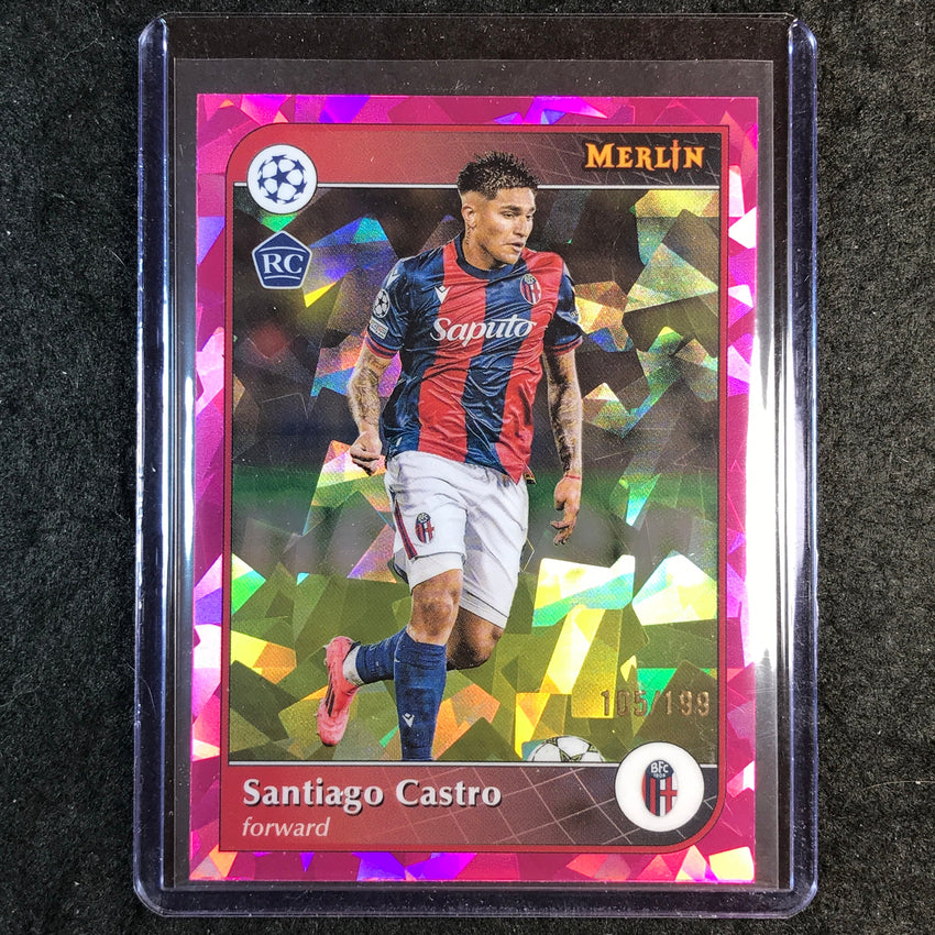 2024-25 Merlin UEFA Club Comp SANTAIGO CASTRO Rookie Pink Atomic /199 #159
