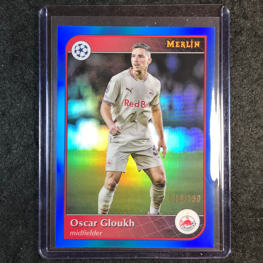 2024-25 Merlin UEFA Club Comp OSCAR GLOUKH Base Blue 19/150 #58