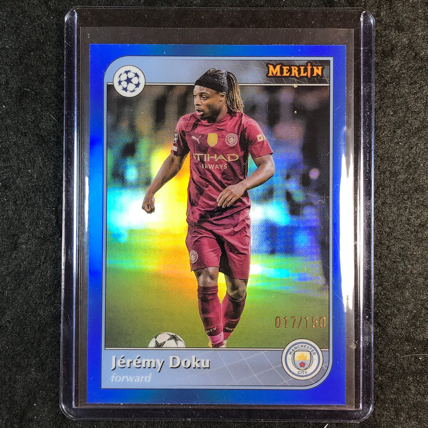 2024-25 Merlin UEFA Club Comp JEREMY DOKU Base Blue 17/150 #157