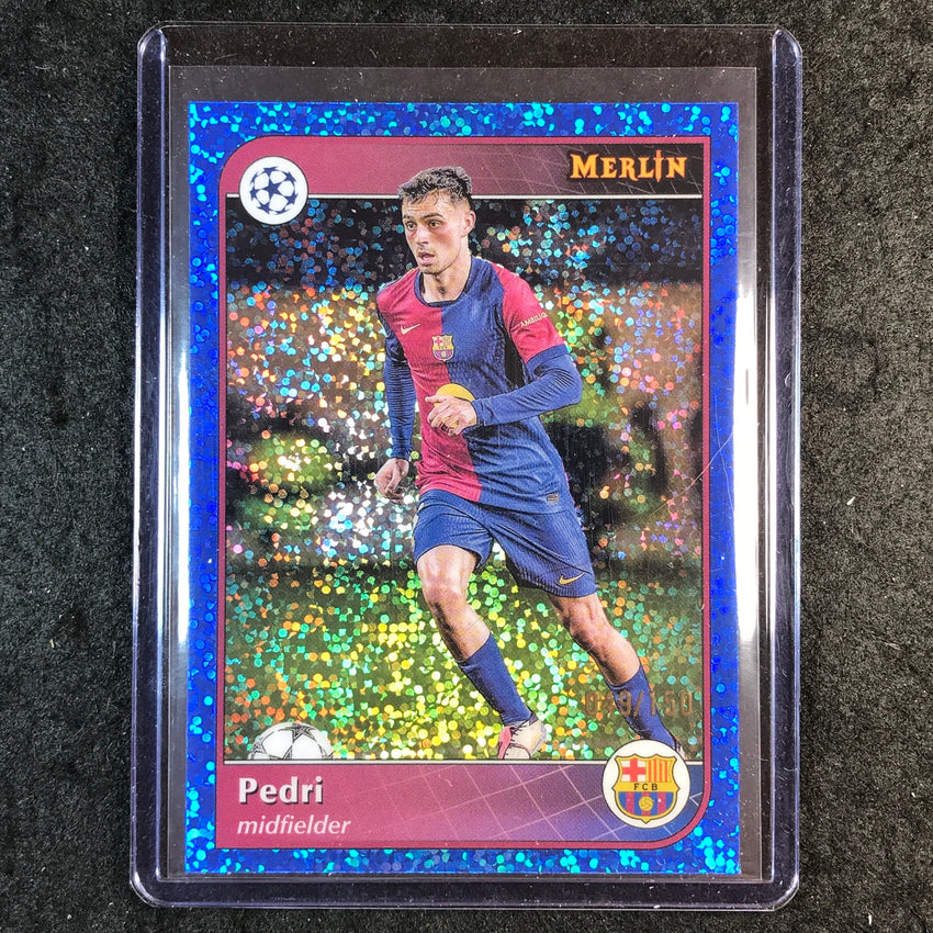 2024-25 Merlin UEFA Club Comp PEDRI Base Blue Speckle 49/150 #8
