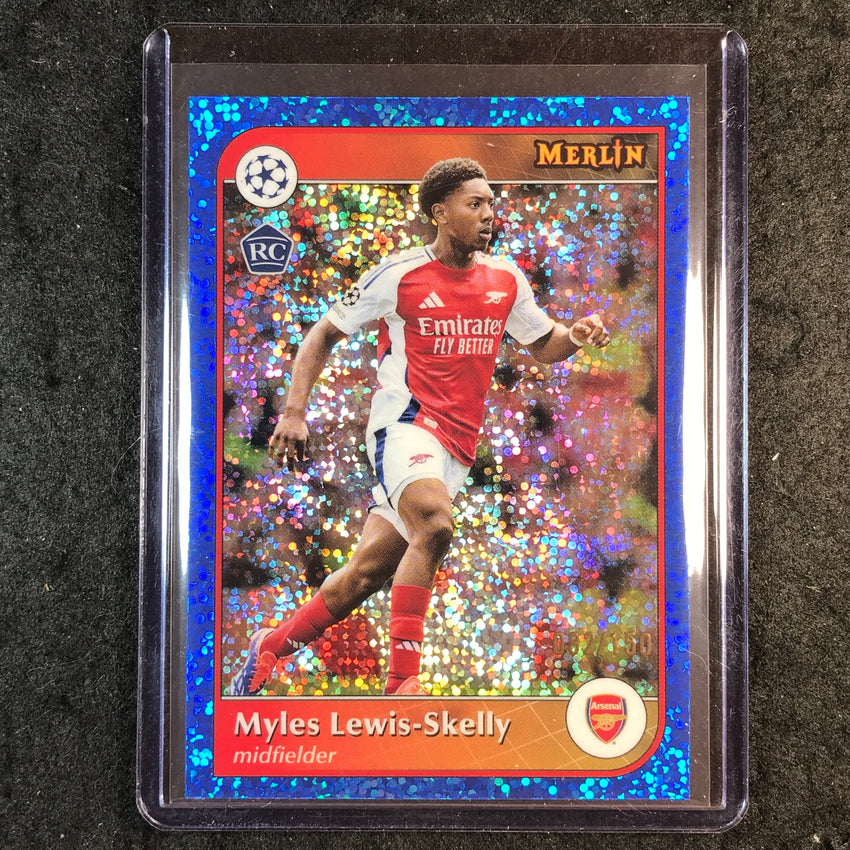 2024-25 Merlin UEFA Club Comp MYLES LEWIS-SKELLY Rookie Blue Speckle 82/150 #49