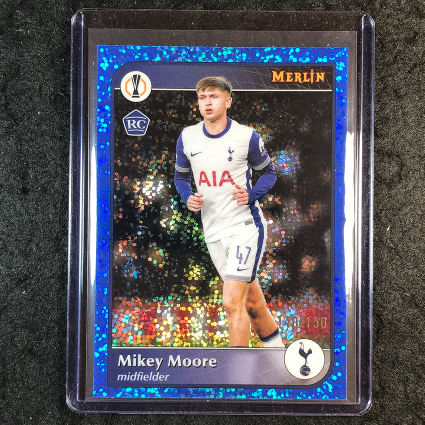 2024-25 Merlin UEFA Club Comp MIKEY MOORE Rookie Base Blue Speckle 140/150 #147