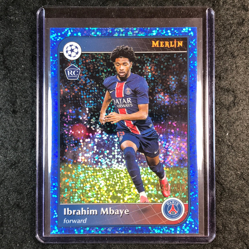 2024-25 Merlin UEFA Club Comp IBRAHIM MBAYE Rookie Base Blue Speckle 35/150 #149