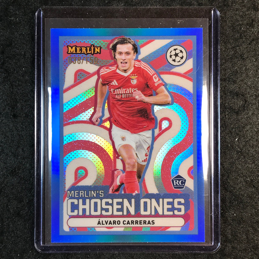 2024-25 Merlin UEFA Club Comp ALVARO CARRERAS Chosen Ones Rookie Blue 38/150 #18