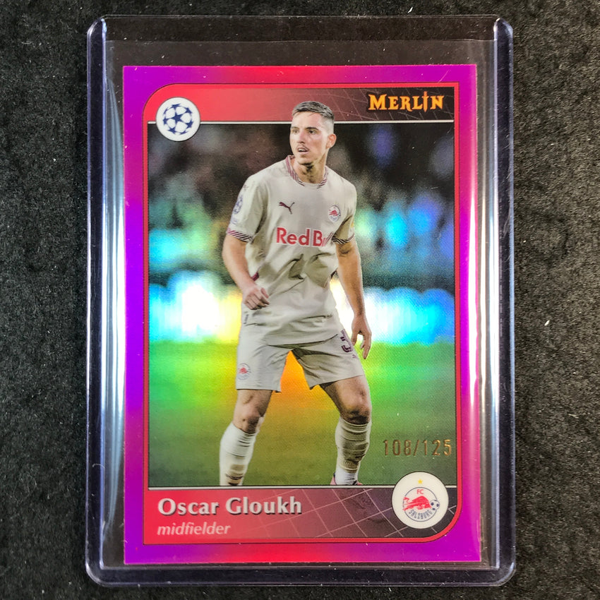 2024-25 Merlin UEFA Club Comp OSCAR GLOUKH Magenta 108/125 #58