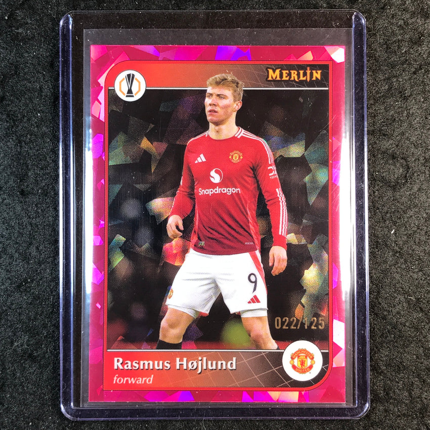2024-25 Merlin UEFA Club Comp RASMUS HOJLUND Magenta Atomic 22/125 #82