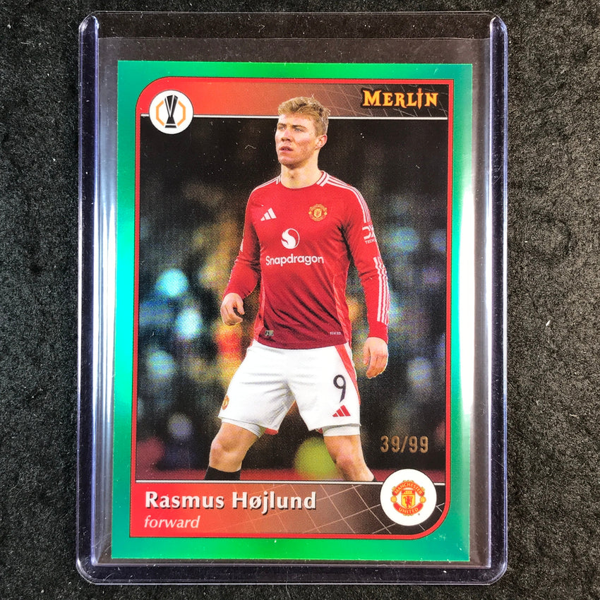 2024-25 Merlin UEFA Club Comp RASMUS HOJLUND Base Green 39/99 #82