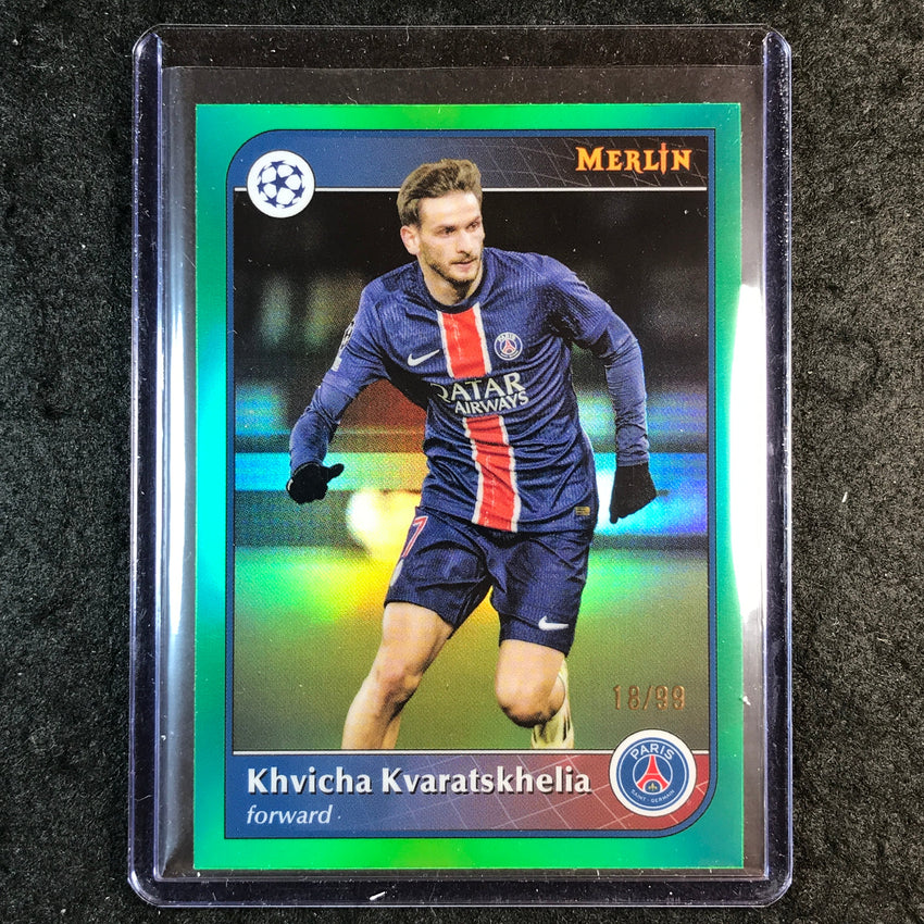2024-25 Merlin UEFA Club Comp KHVICHA KVARATSKEHELIA Base Green 18/99 #177