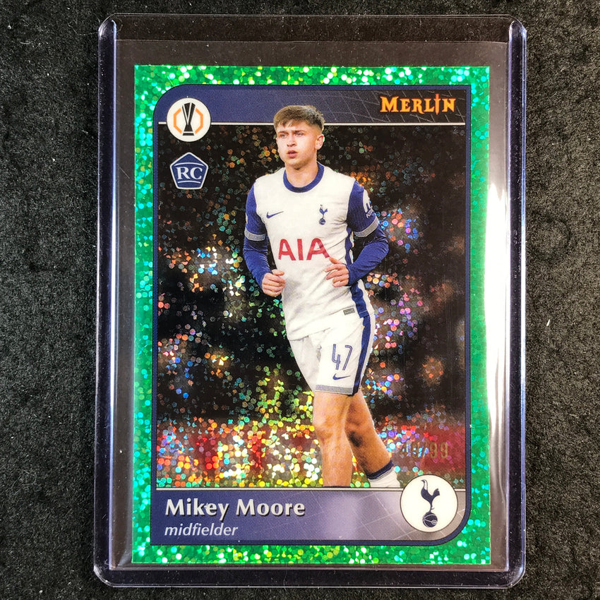 2024-25 Merlin UEFA Club Comp MIKEY MOORE Rookie Base Green Speckle 49/99 #147